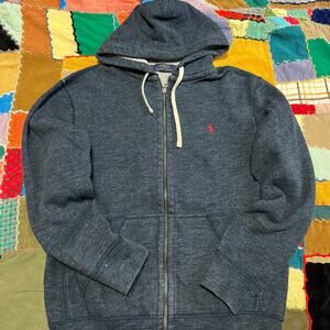 Polo Ralph Lauren Reverse Weave Ashy Navy Blue Full Zip Hoodie Medium